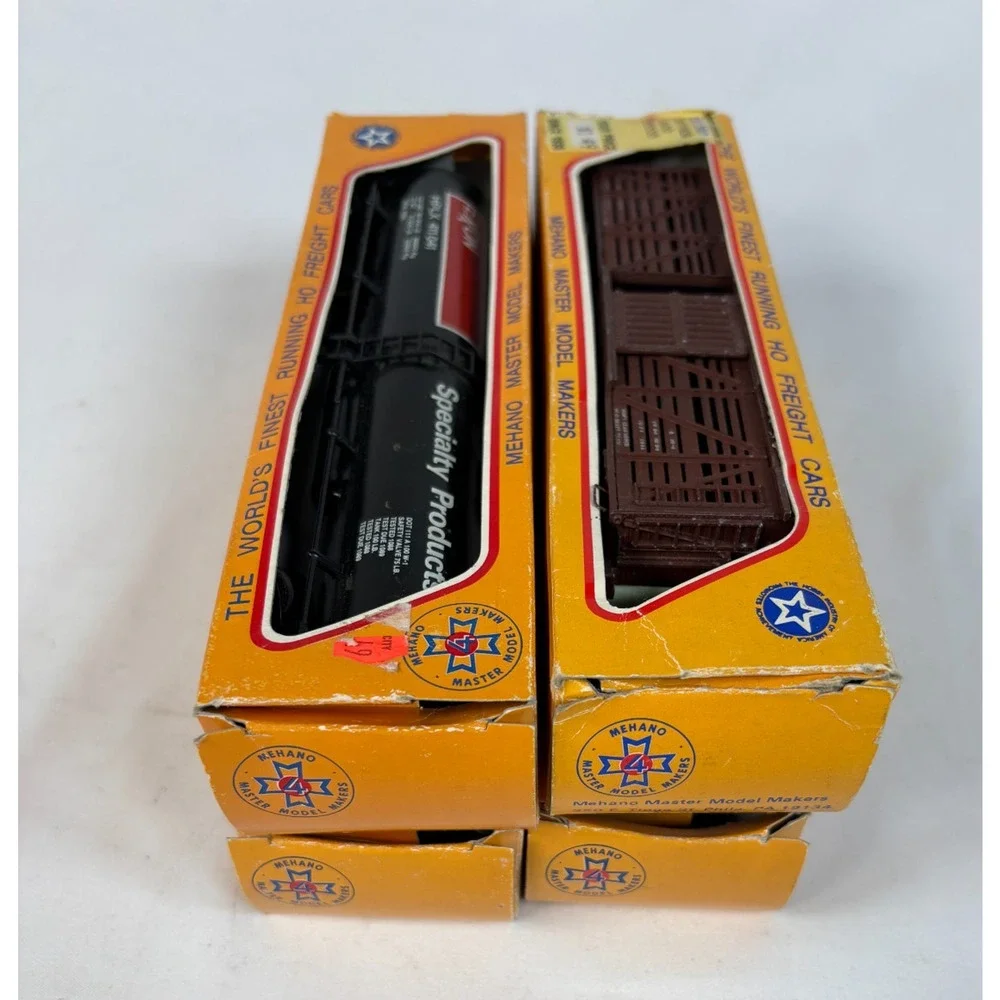 Mehano HO Scale Freight Car Lot Texaco Exxon Hopper Stock Car Set Of 4